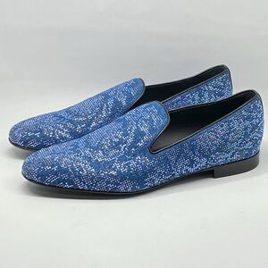 Versace Crystal Embellished Smocking Loafers size 44/us size 11